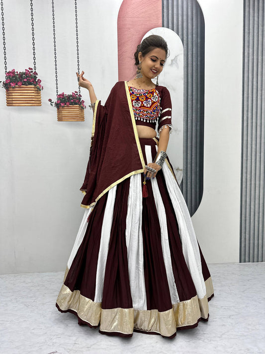 Navratri Special Black And White Color Gamathi Work Lehenga Choli Set