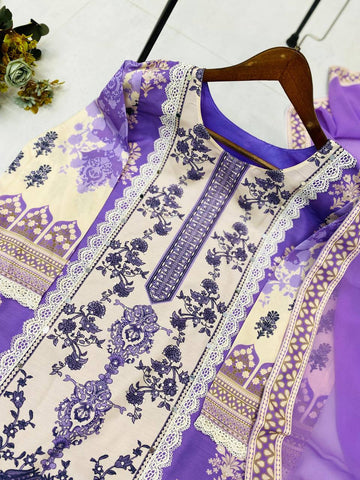 Beautiful Lavender Color Real Mirror And Diamond Work Designer Salwar Suit