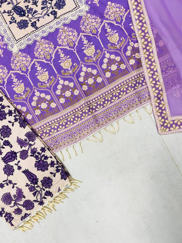 Beautiful Lavender Color Real Mirror And Diamond Work Designer Salwar Suit