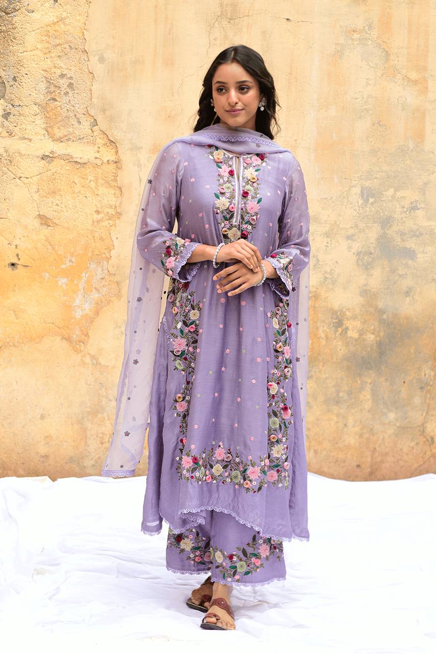 Festive Wear Lavender Color Embroidery Sequin Work Palazzo Salwar Suit
