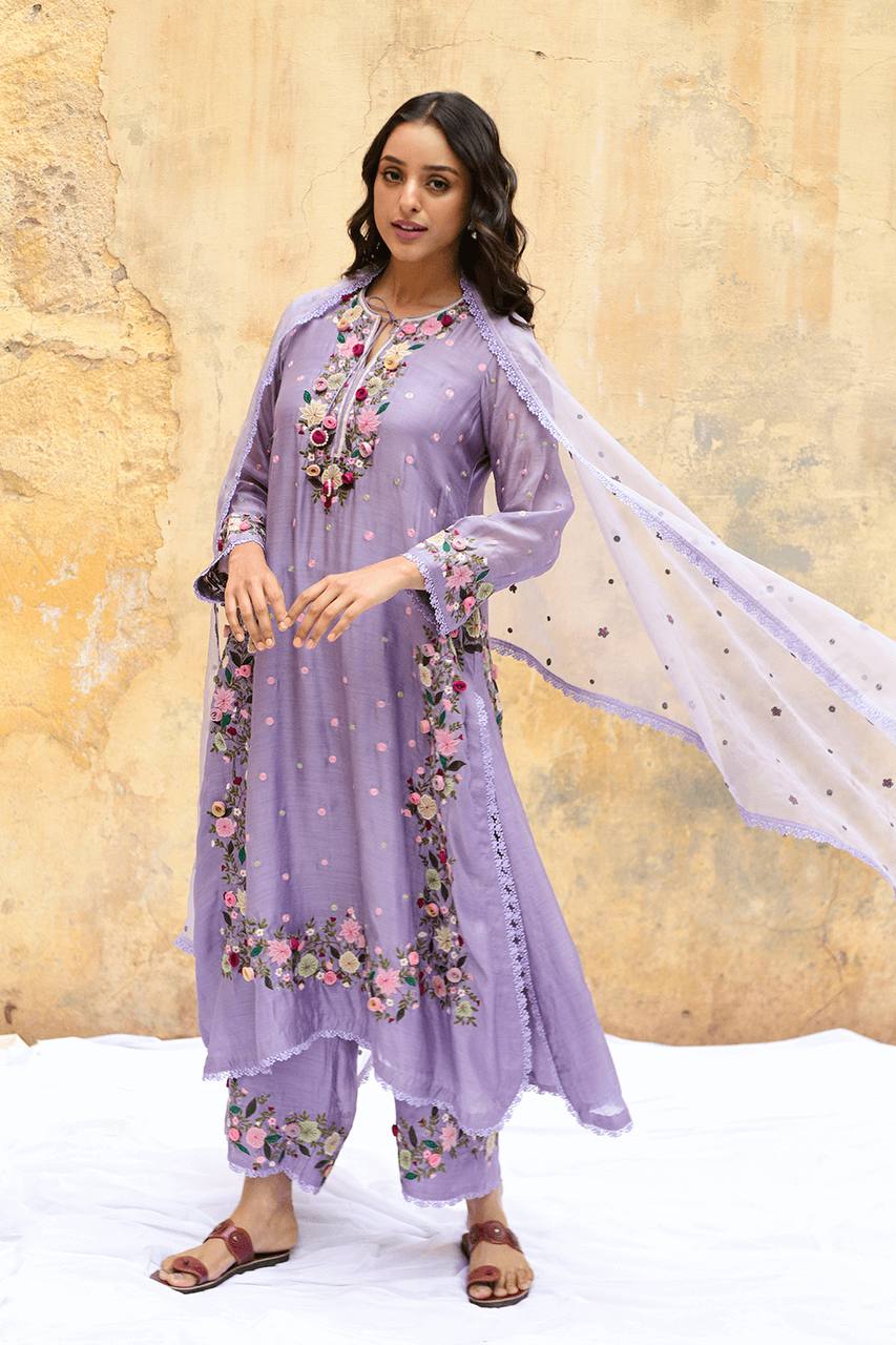 Festive Wear Lavender Color Embroidery Sequin Work Palazzo Salwar Suit