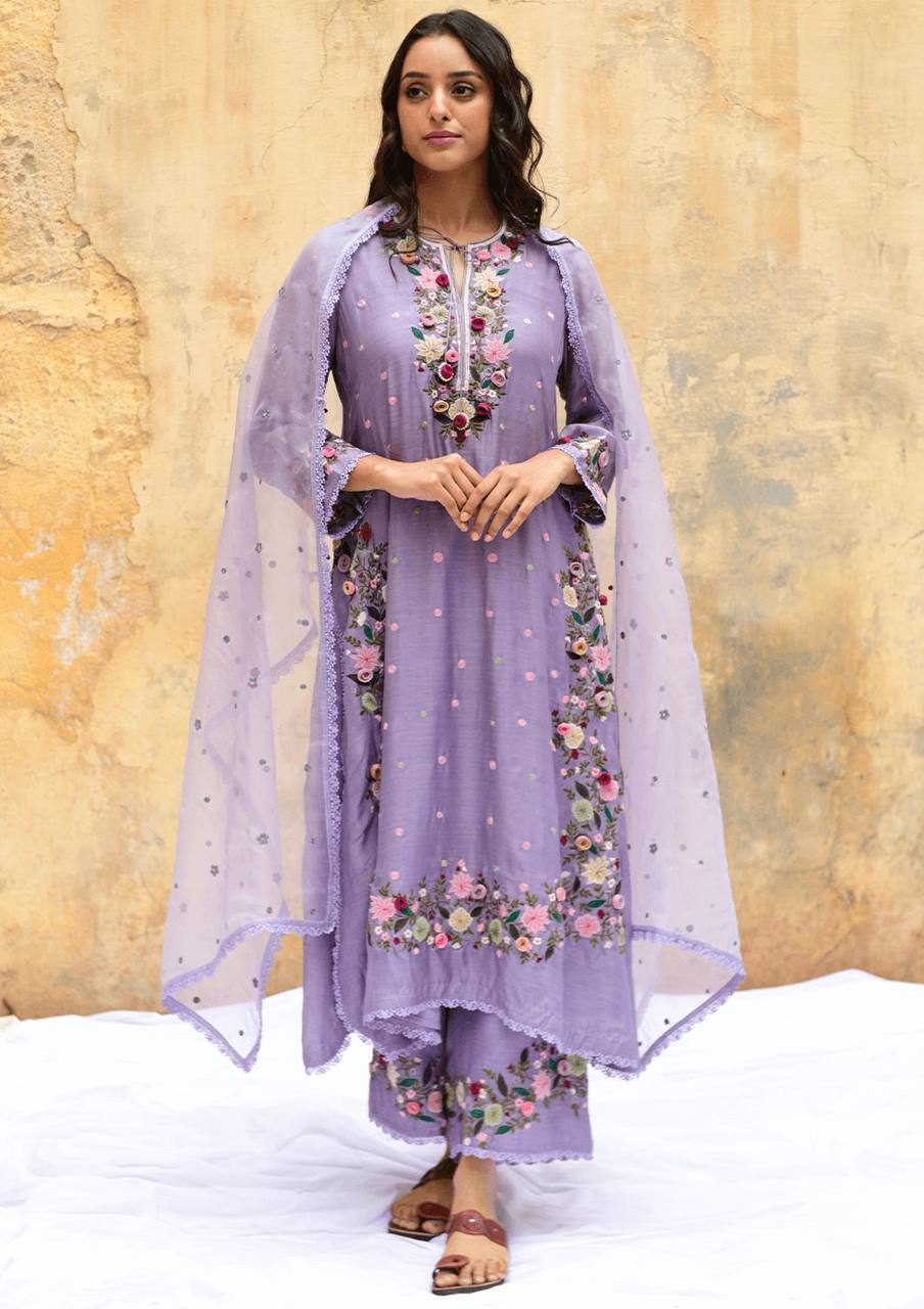 Festive Wear Lavender Color Embroidery Sequin Work Palazzo Salwar Suit