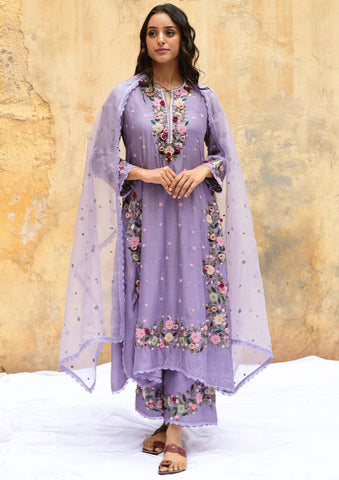 Festive Wear Lavender Color Embroidery Sequin Work Palazzo Salwar Suit
