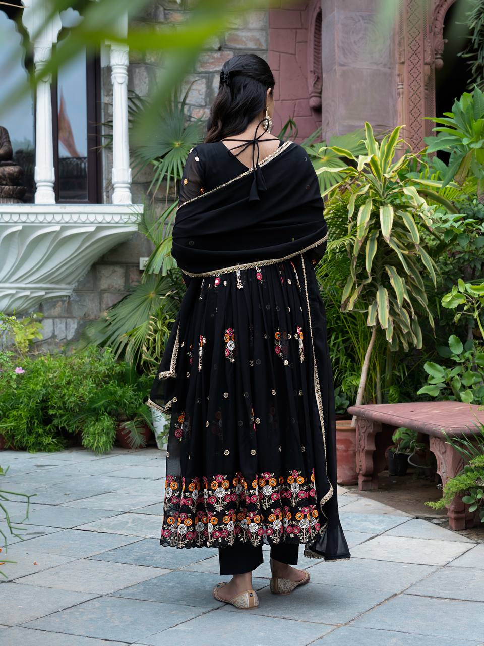 Party Wear Black Color Embroidery With Sequence Work Beautiful Anarkali Suit