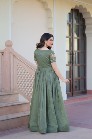 Party Wear Light Green Color Fancy Designer Gown