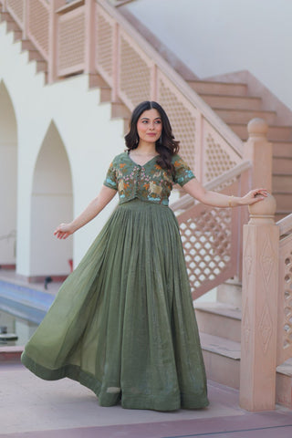 Party Wear Light Green Color Fancy Designer Gown