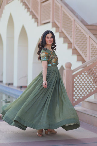 Party Wear Light Green Color Fancy Designer Gown