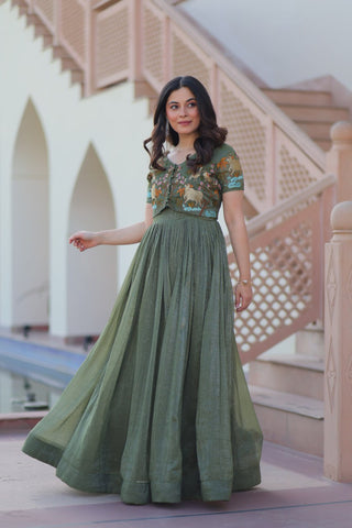Party Wear Light Green Color Fancy Designer Gown
