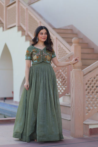 Party Wear Light Green Color Fancy Designer Gown