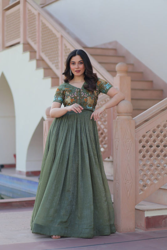 Party Wear Light Green Color Fancy Designer Gown