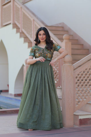 Party Wear Light Green Color Fancy Designer Gown