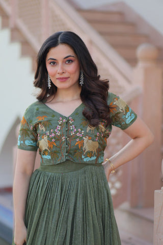 Party Wear Light Green Color Fancy Designer Gown