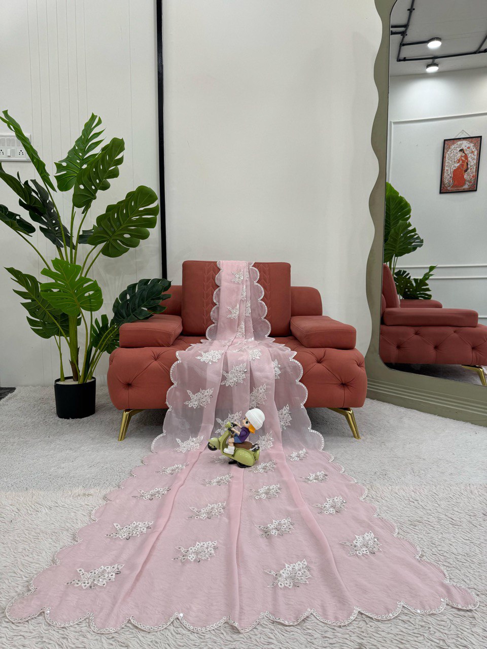 Marvelous Baby Pink Color Heavy Jimmy Chu And Thread With 9MM Sequence Work Saree