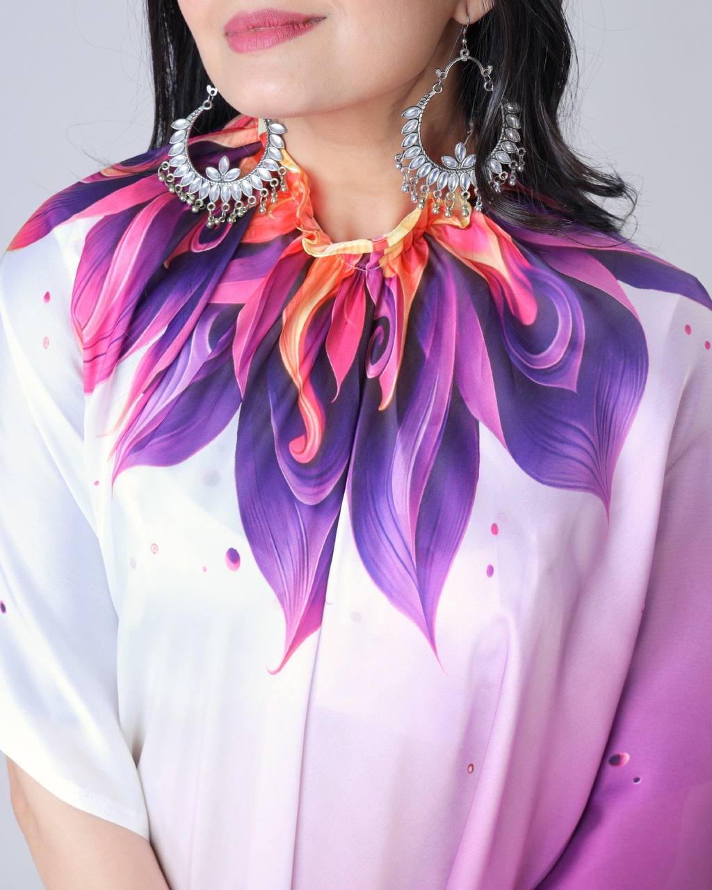 Blissful Purple Color Japan Satin With Digital Print Work Hands-Free Ready To Wear Saree