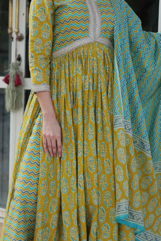 Ceremony Wear Mustard Color Pure Cotton Printed Designer Palazzo Pent Suit