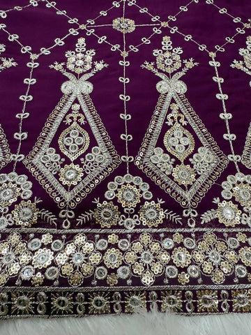 Ceremony Wear Purple Color Faux Georgette And Thread With Sequence Work Sharara Suit