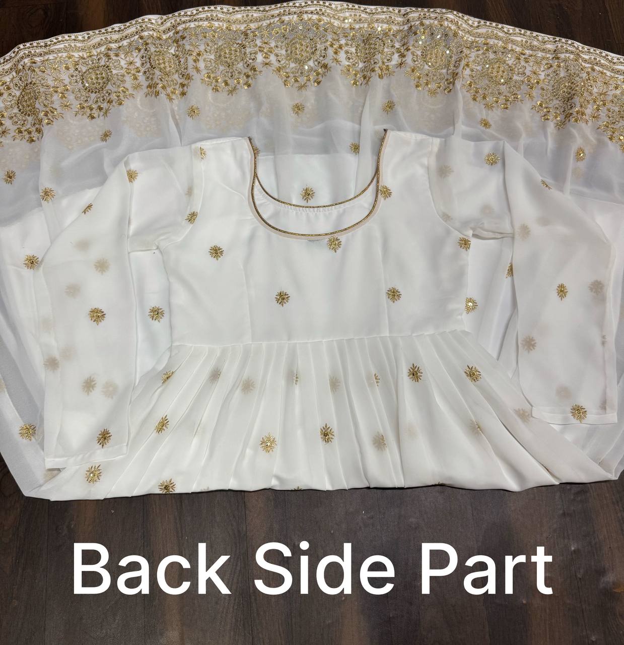 Wedding Wear White Color Faux Blooming With Heavy Sequins And Embroidered Zari Work Anarkali Suit