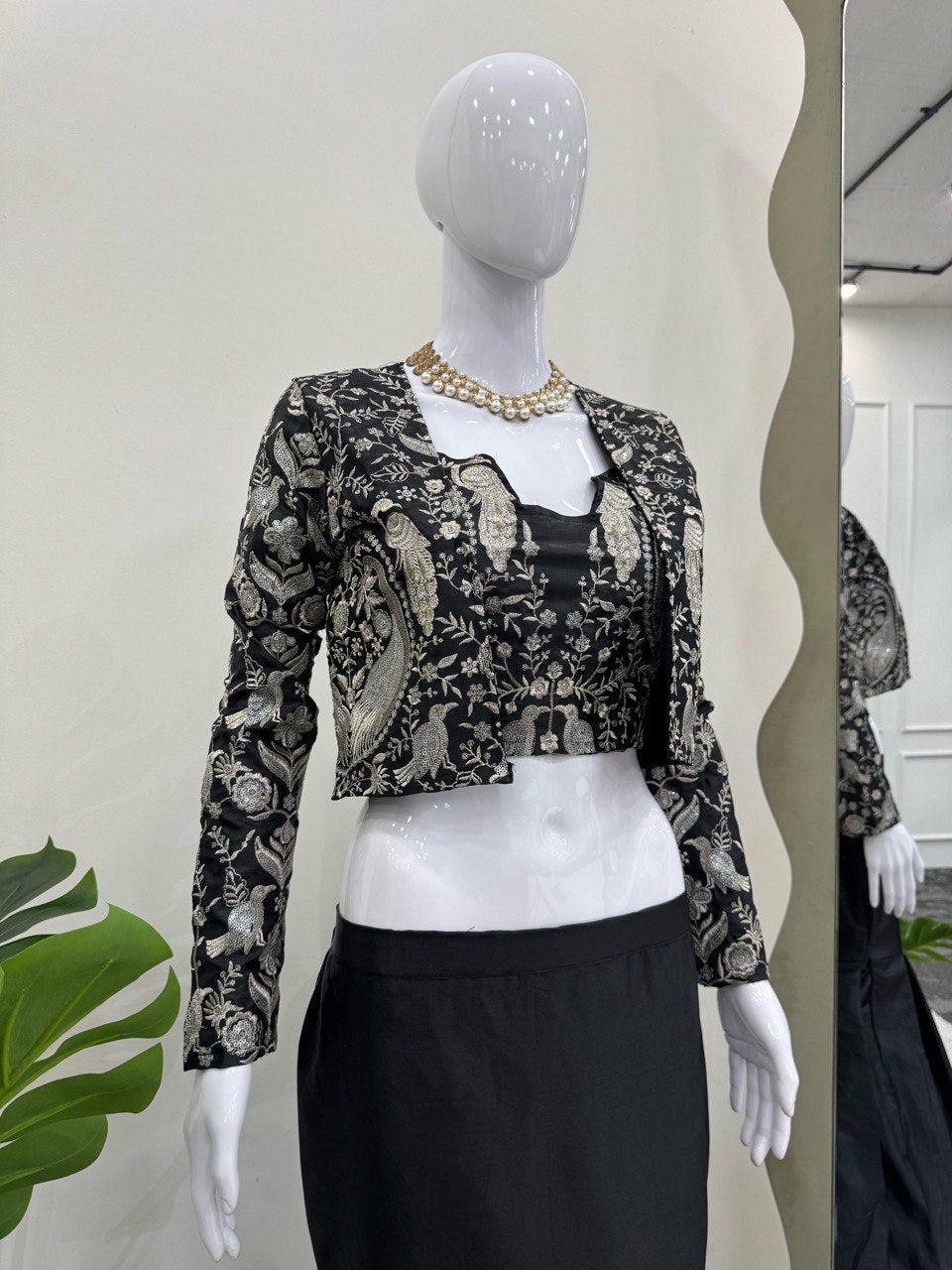 Presenting Black Color Tapeta Silk And Thread With Sequence Work Lehenga Choli With Koti