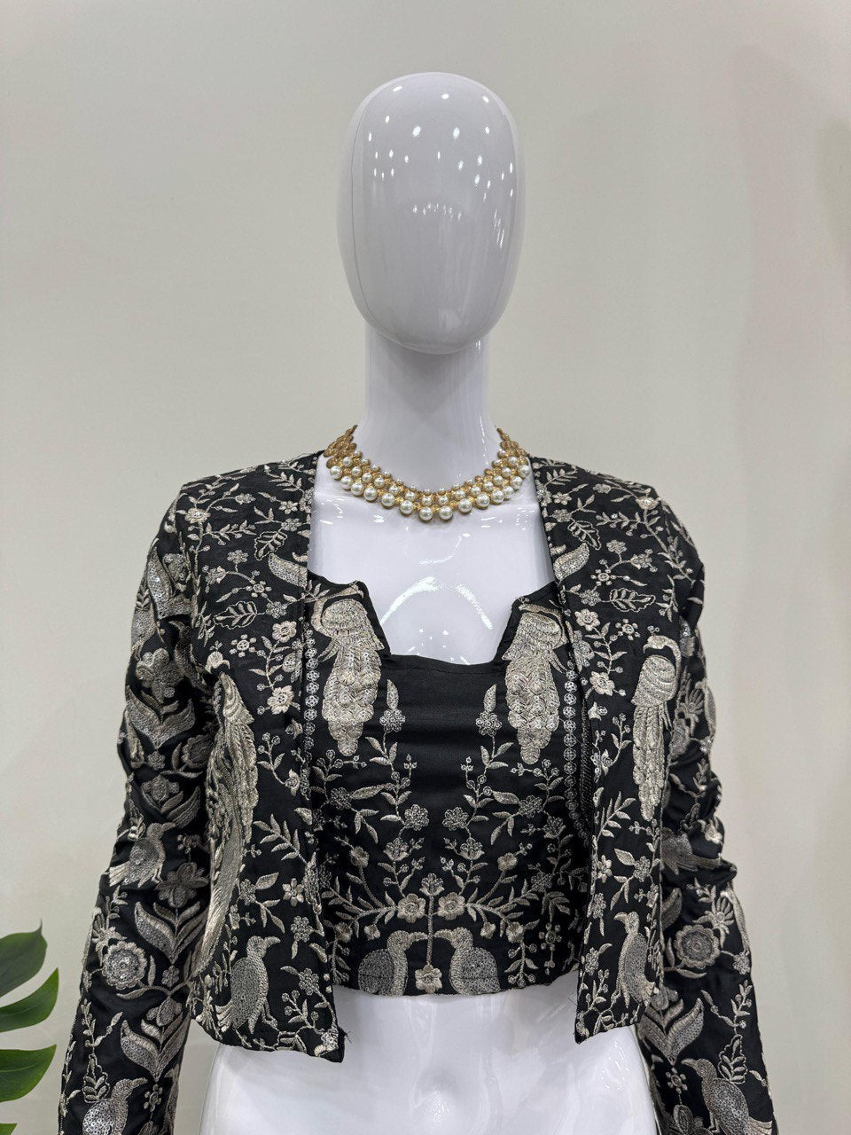 Presenting Black Color Tapeta Silk And Thread With Sequence Work Lehenga Choli With Koti