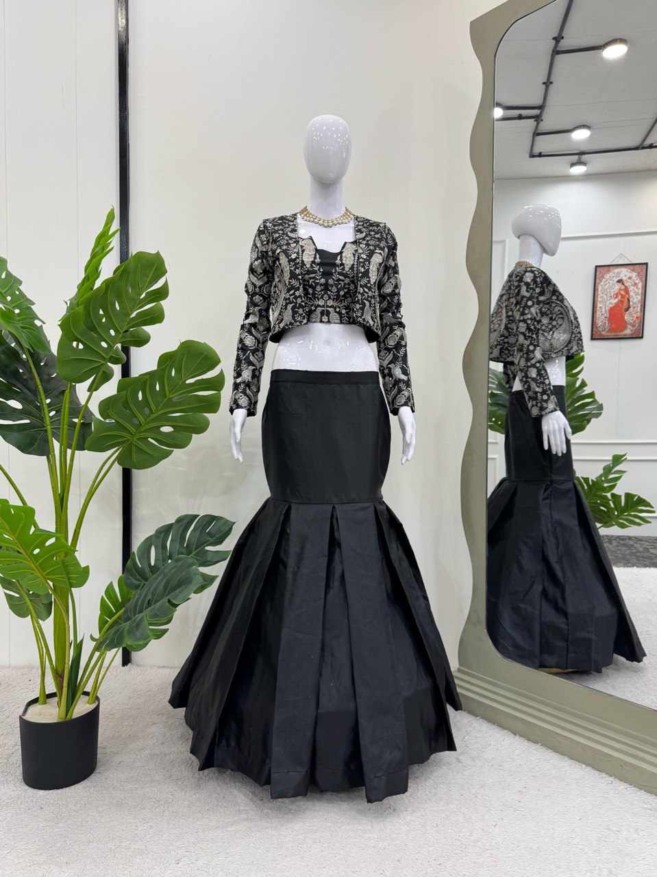 Presenting Black Color Tapeta Silk And Thread With Sequence Work Lehenga Choli With Koti