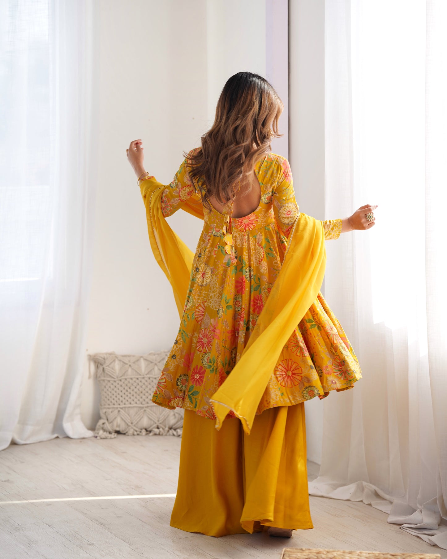 Haldi Special Wear Yellow Color Heavy Pure Soft Roman Silk Chanderi Designer Palazzo Suit