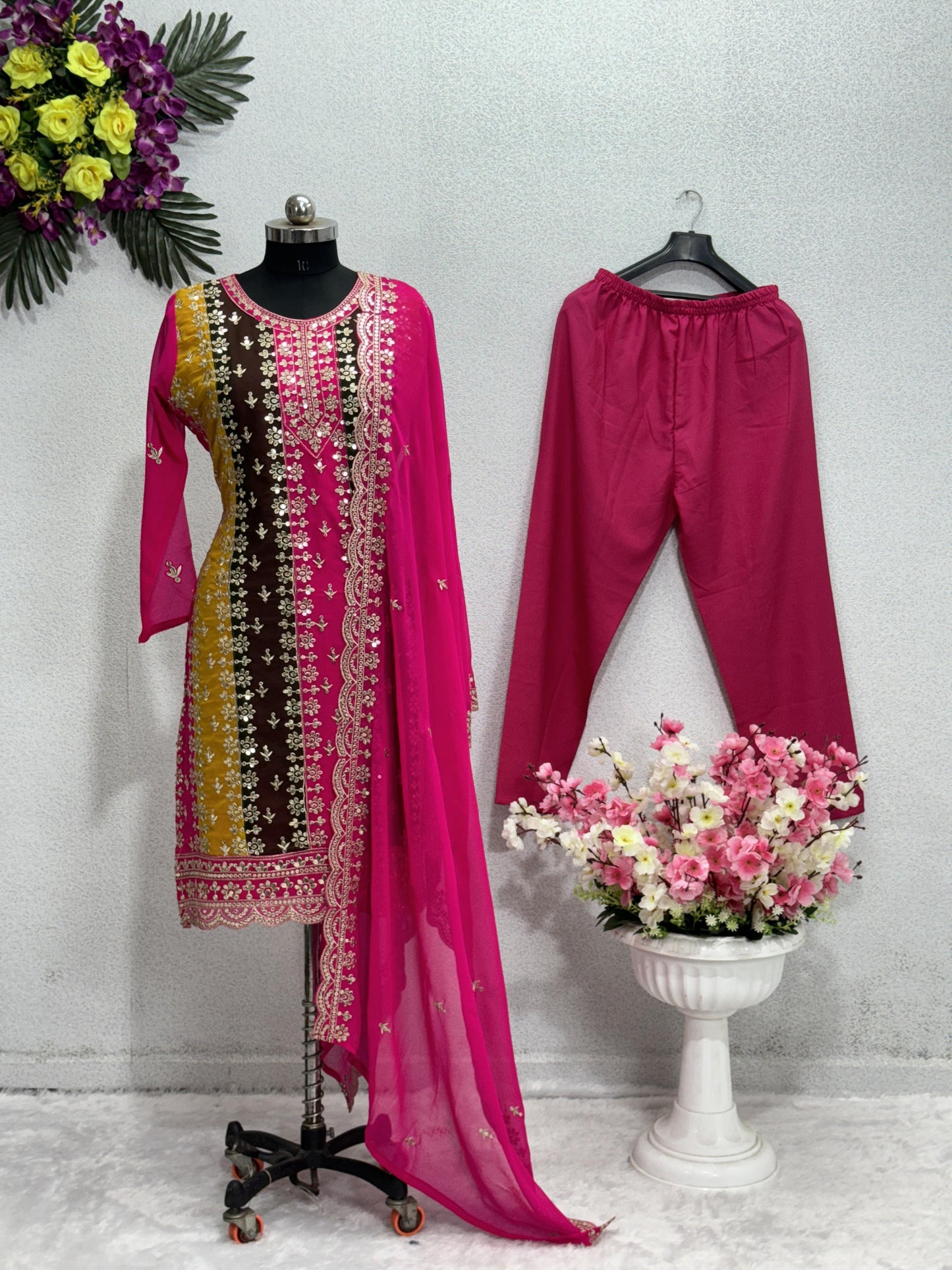 Stunning Multi Color Sequence Work Salwar Suit