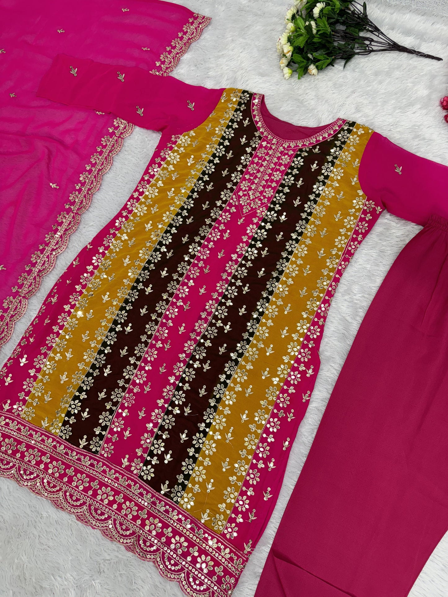 Stunning Multi Color Sequence Work Salwar Suit