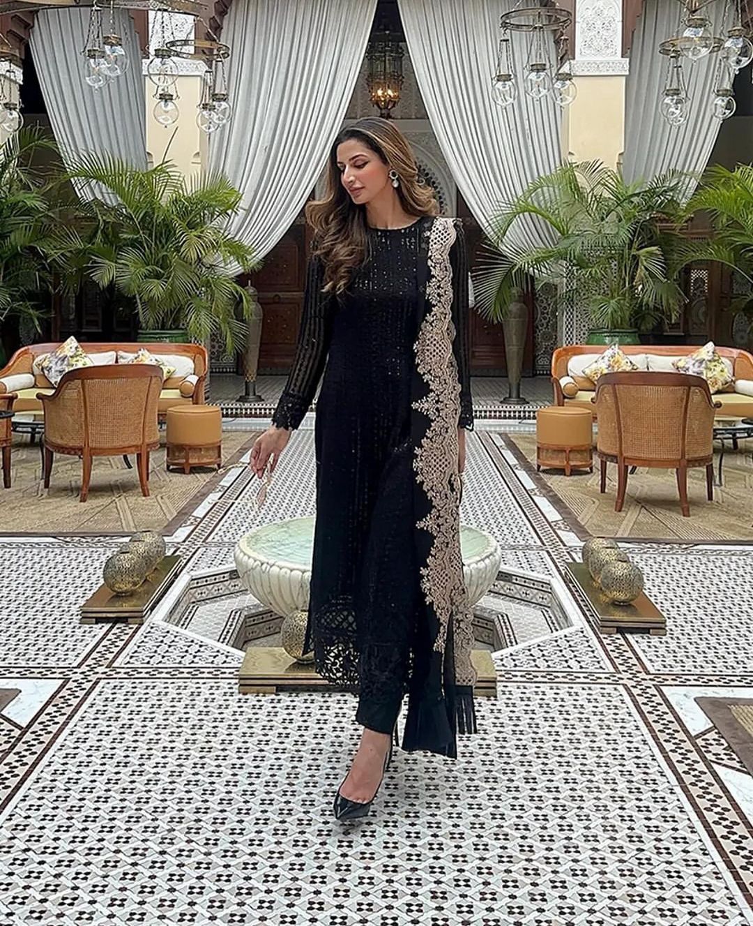 Celebrity Style Black Color Sequence Work Salwar Suit