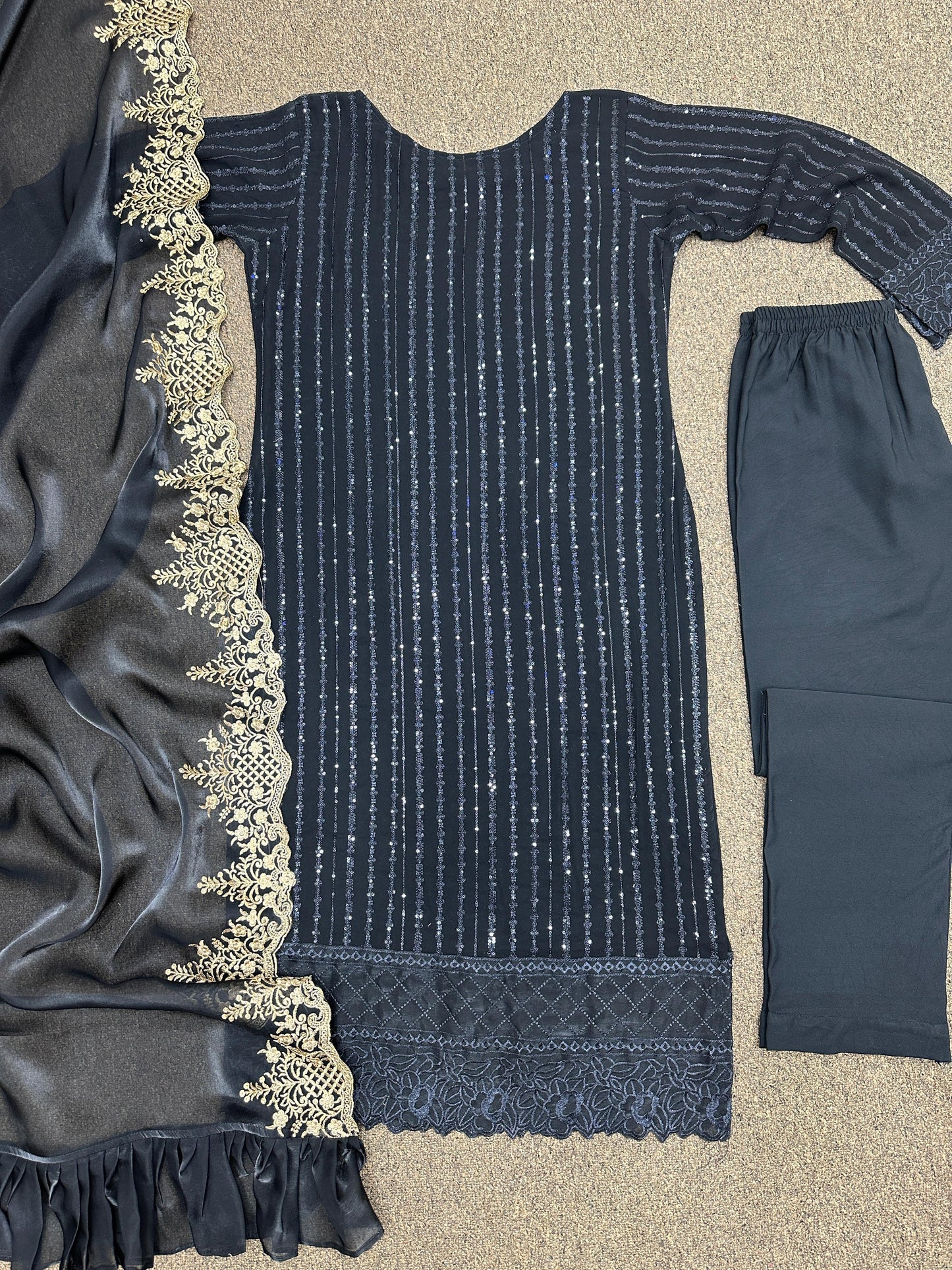 Celebrity Style Black Color Sequence Work Salwar Suit