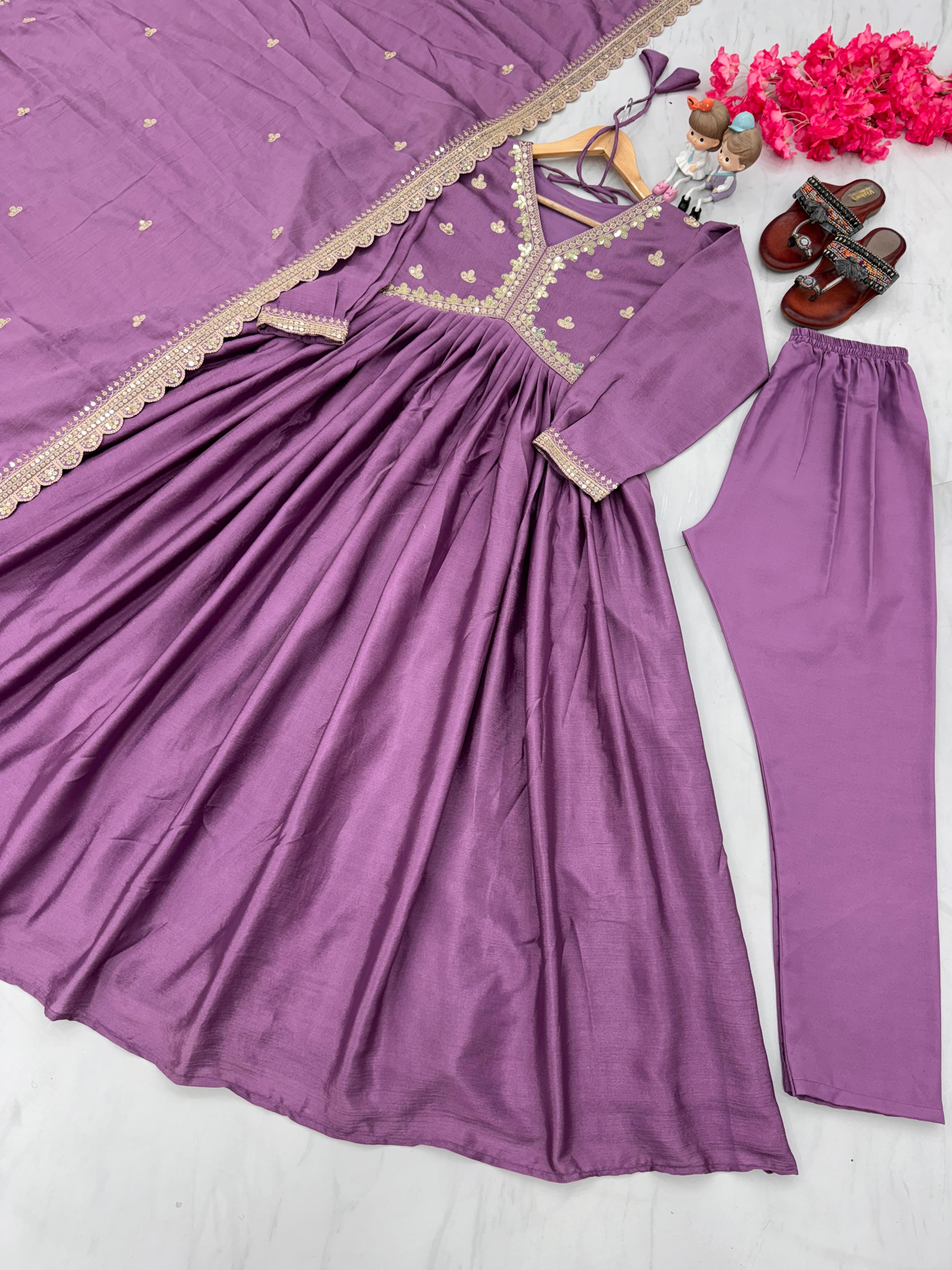 Dusty Pink Color Anarkali Suit