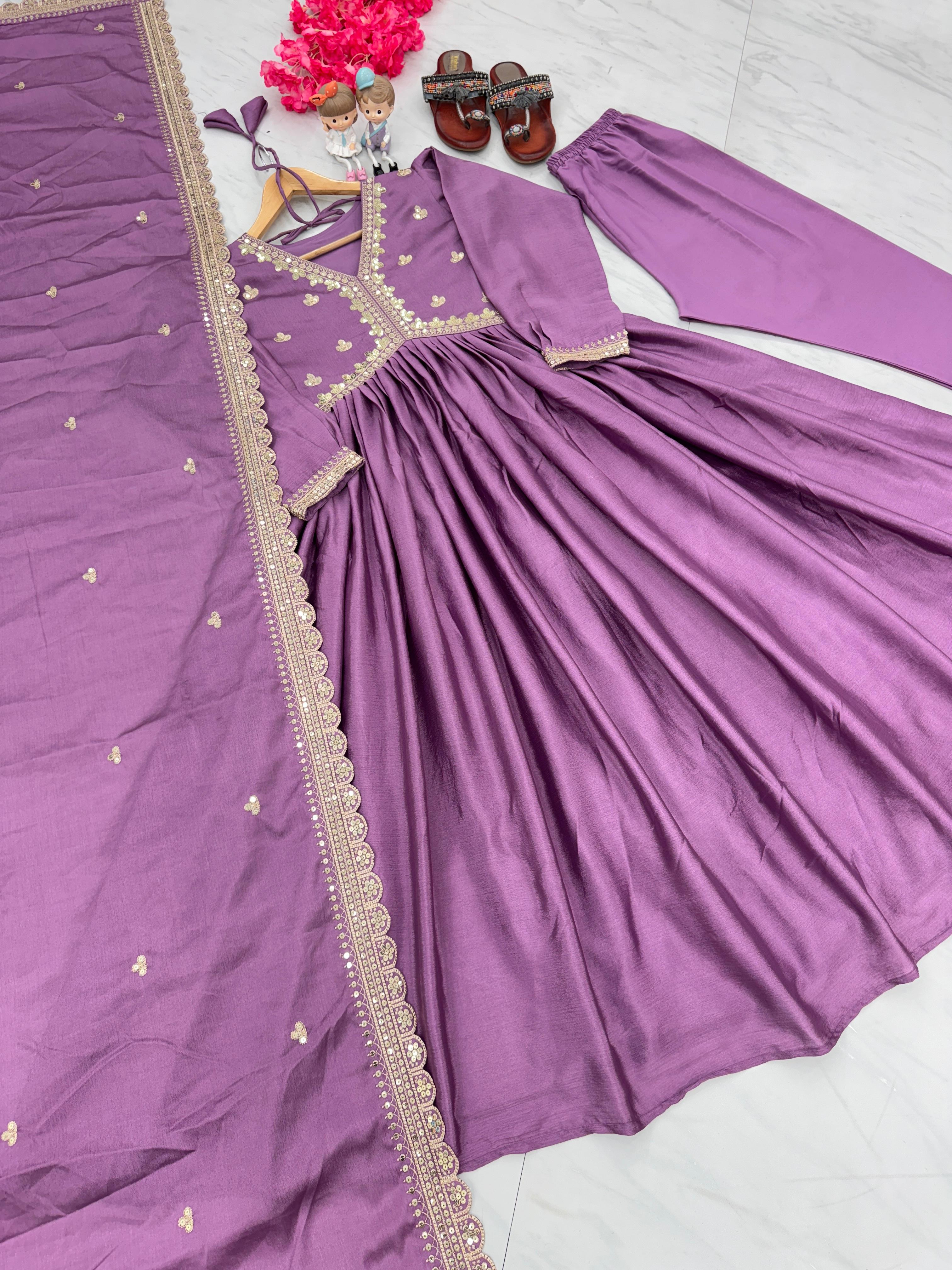 Dusty Pink Color Anarkali Suit