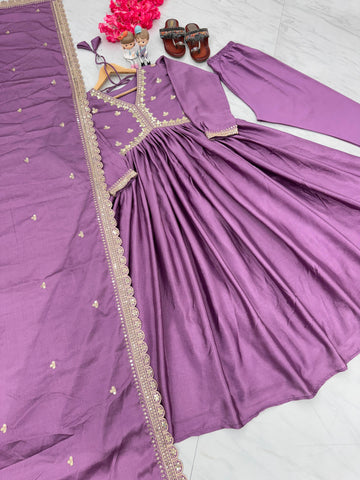 Dusty Pink Color Anarkali Suit
