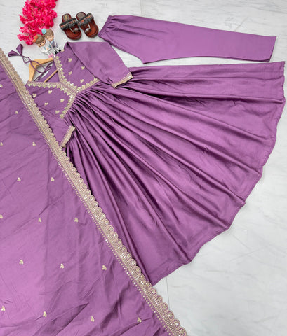 Dusty Pink Color Anarkali Suit
