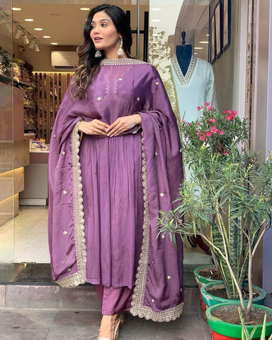 Dusty Pink Color Anarkali Suit