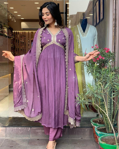Dusty Pink Color Anarkali Suit