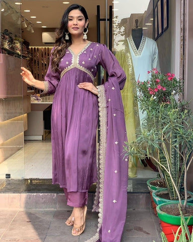 Dusty Pink Color Anarkali Suit
