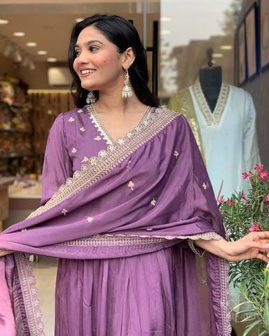 Dusty Pink Color Anarkali Suit