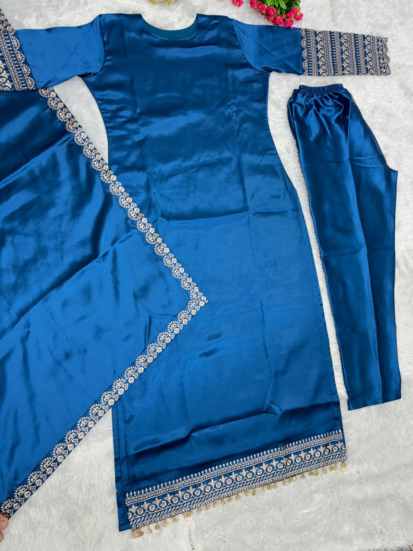 Decent Blue Color Embroidered Work Salwar Suit