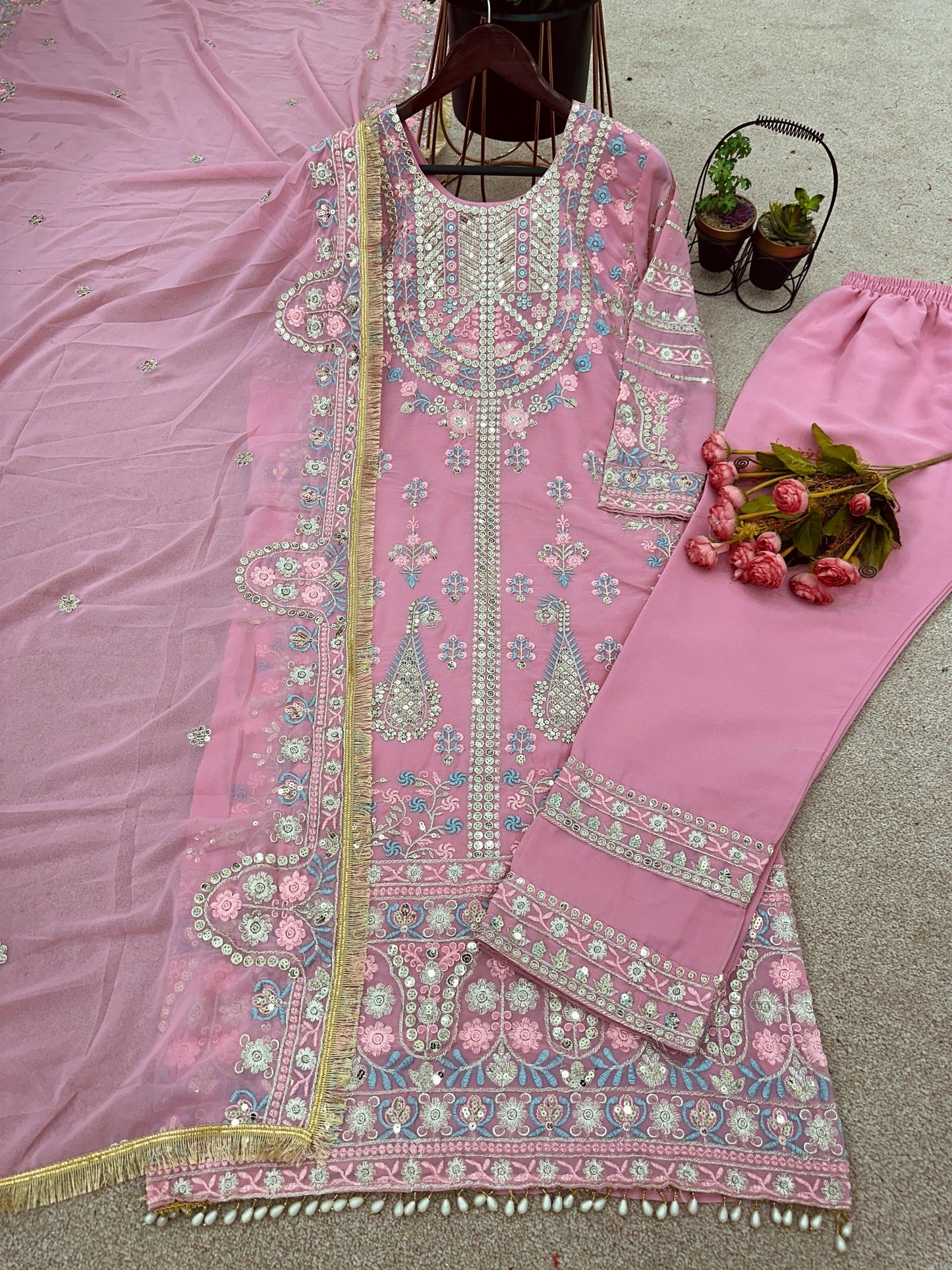 Fantastic Light Pink Sequence Work Salwar Suit