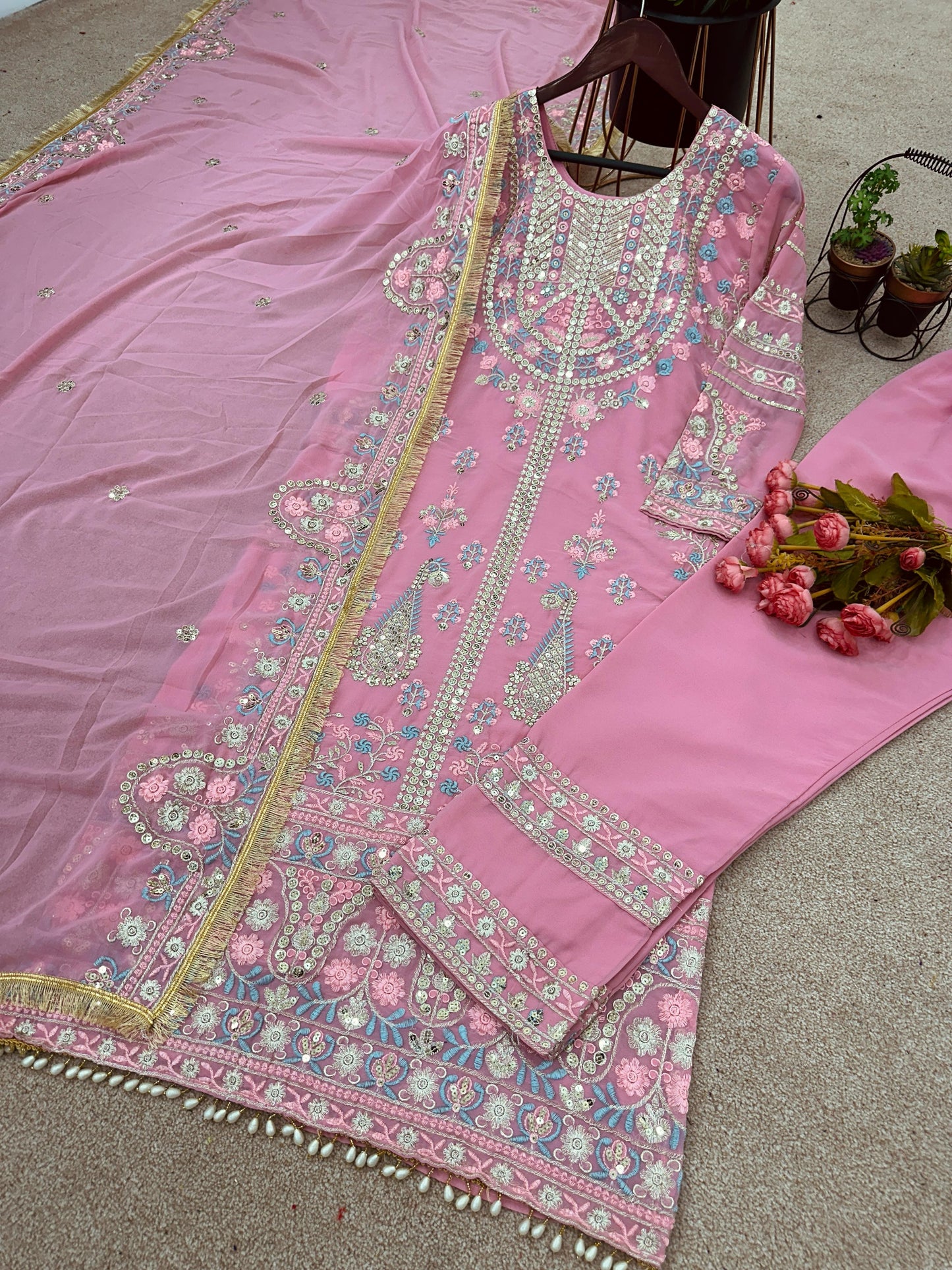 Fantastic Light Pink Sequence Work Salwar Suit