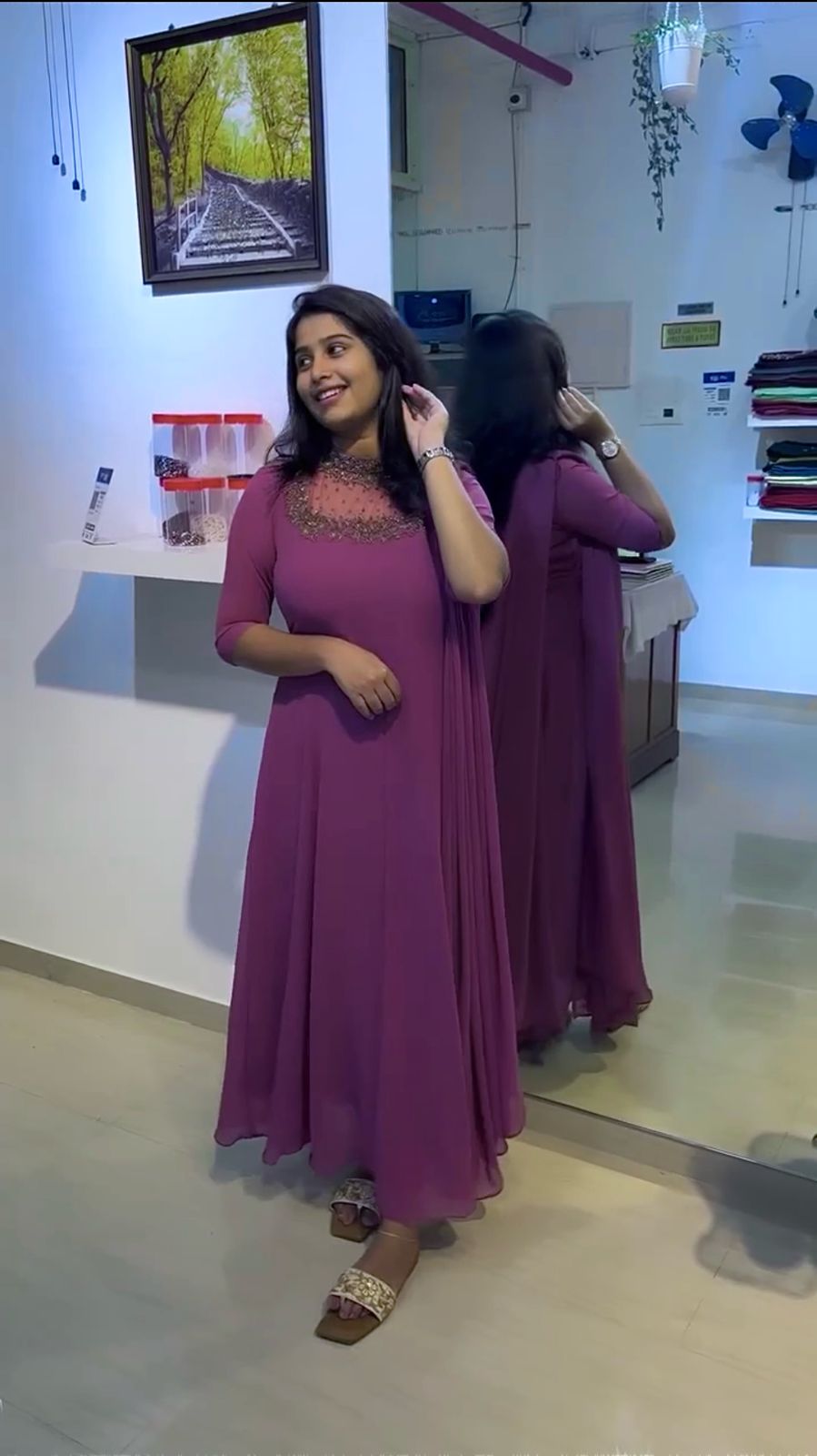 Flattering Dusty Pink Color Anarkali Suit
