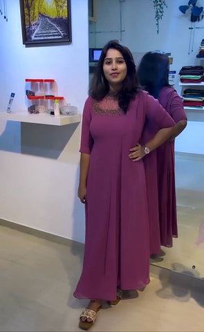 Flattering Dusty Pink Color Anarkali Suit