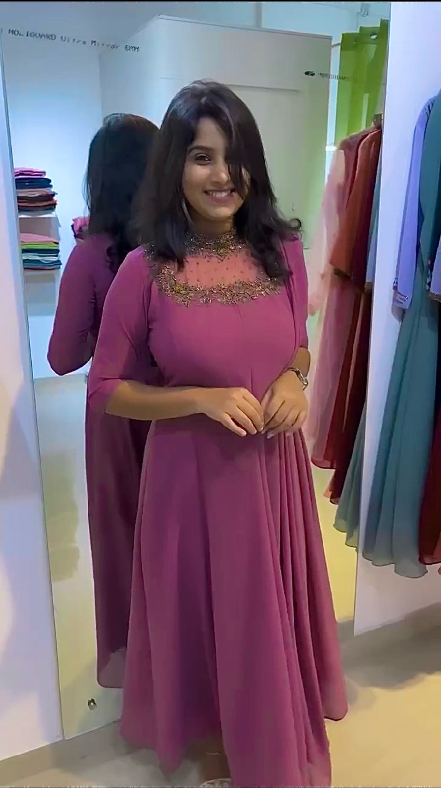 Flattering Dusty Pink Color Anarkali Suit