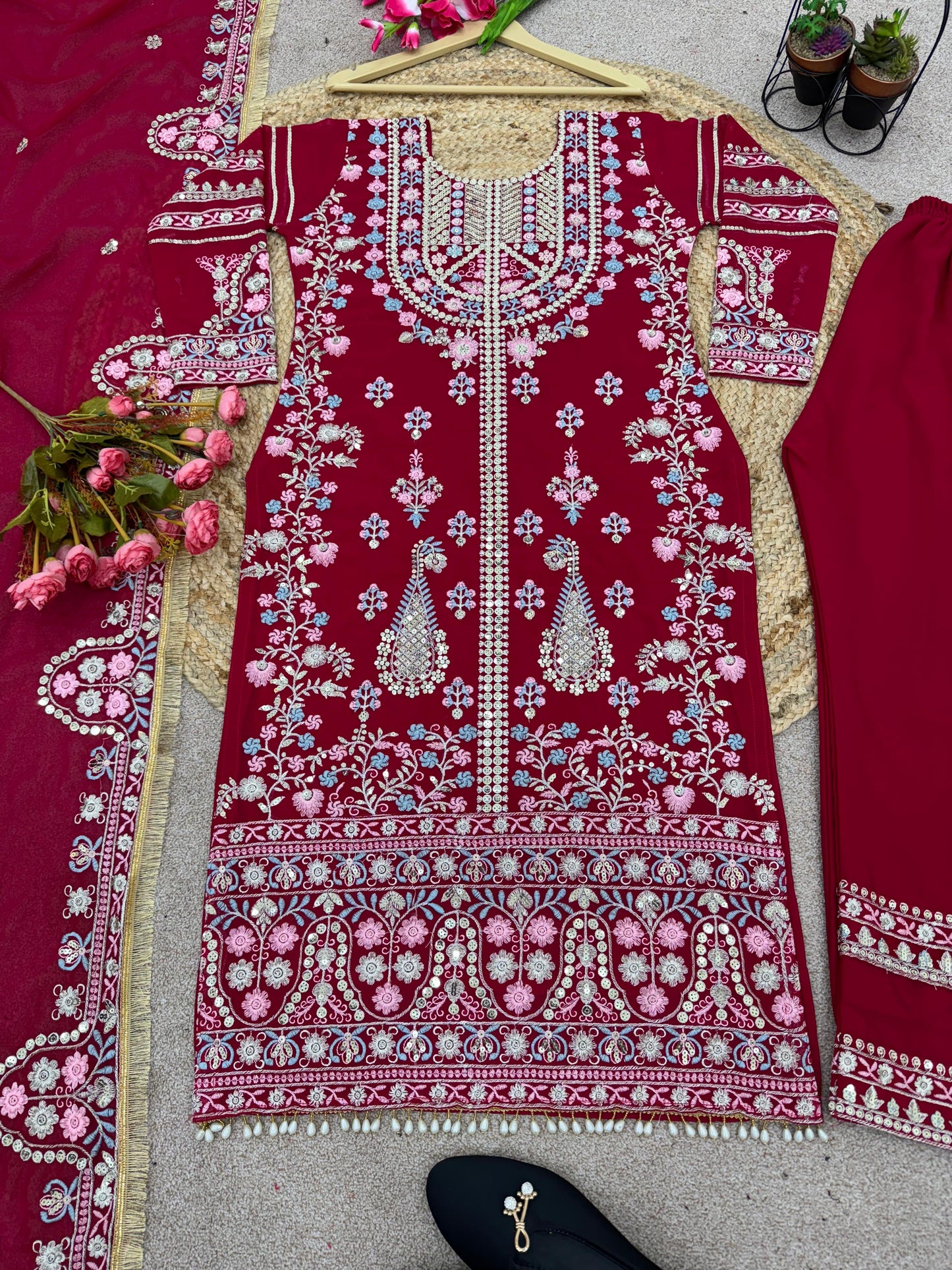 Fantastic Dark Pink Sequence Work Salwar Suit
