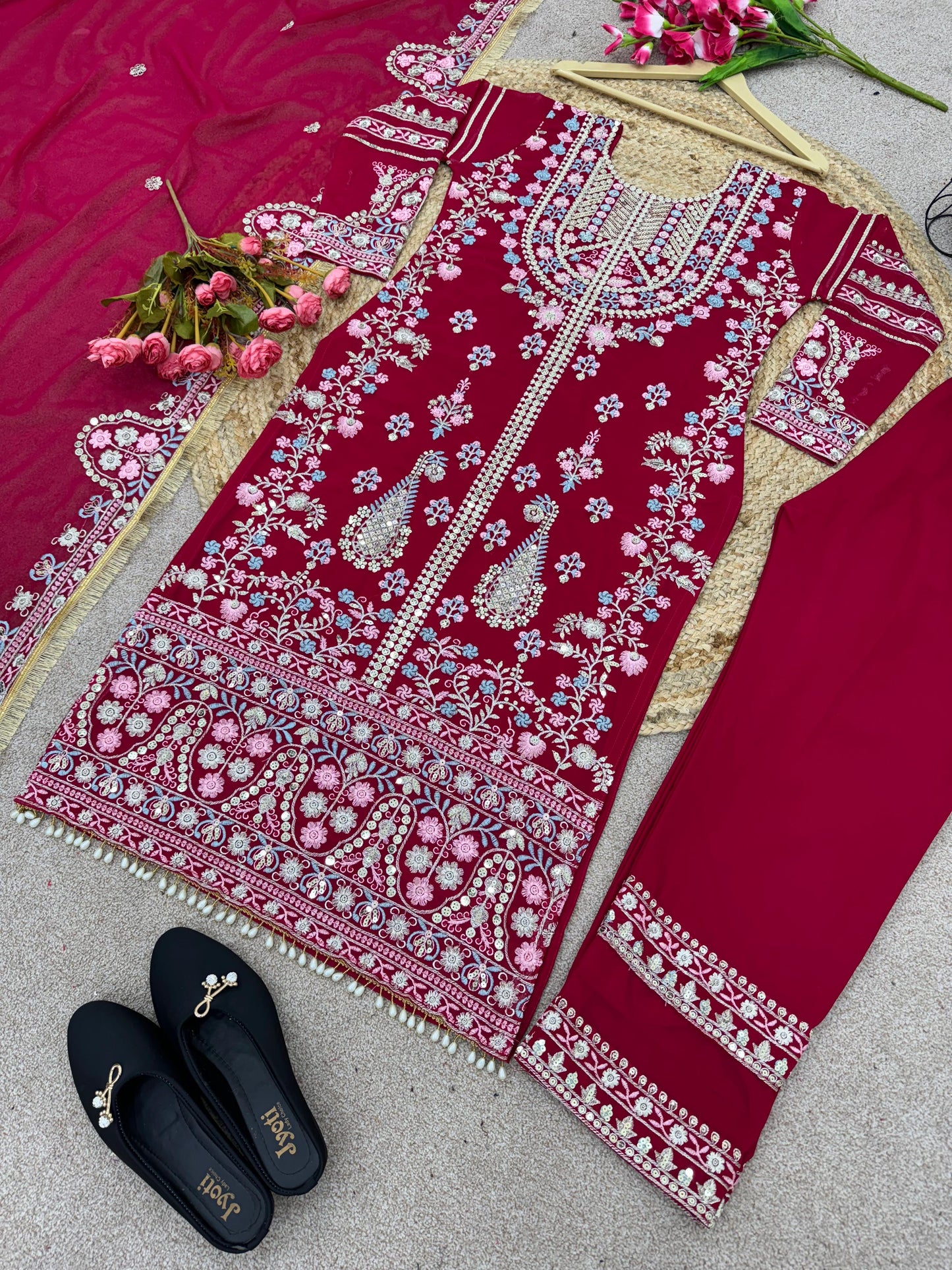 Fantastic Dark Pink Sequence Work Salwar Suit