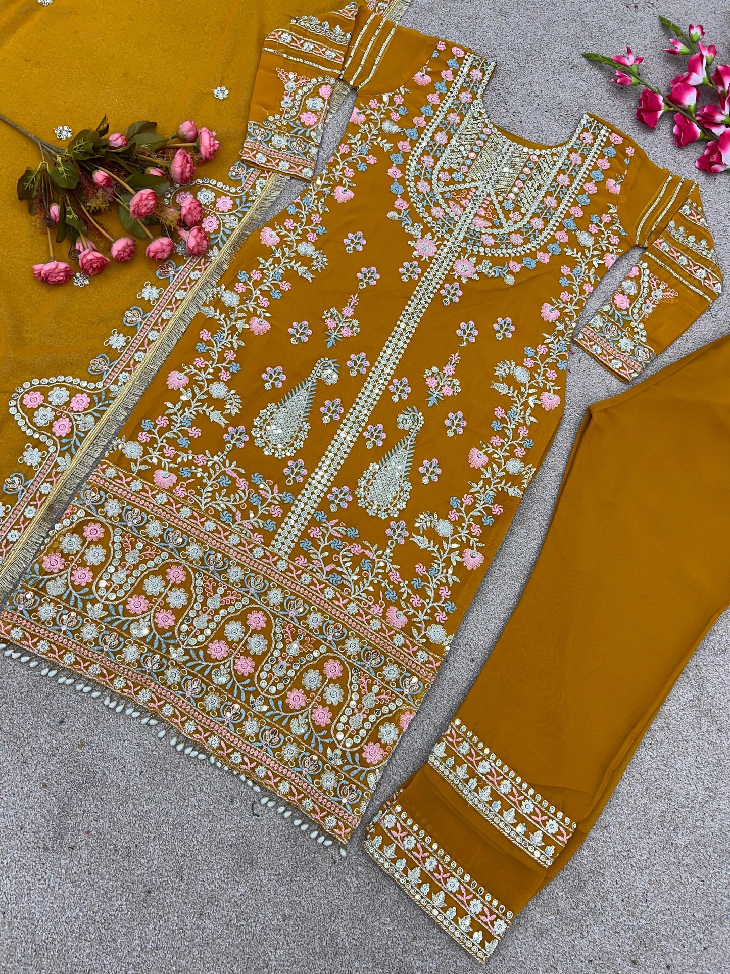 Fantastic Mustard Sequence Work Salwar Suit
