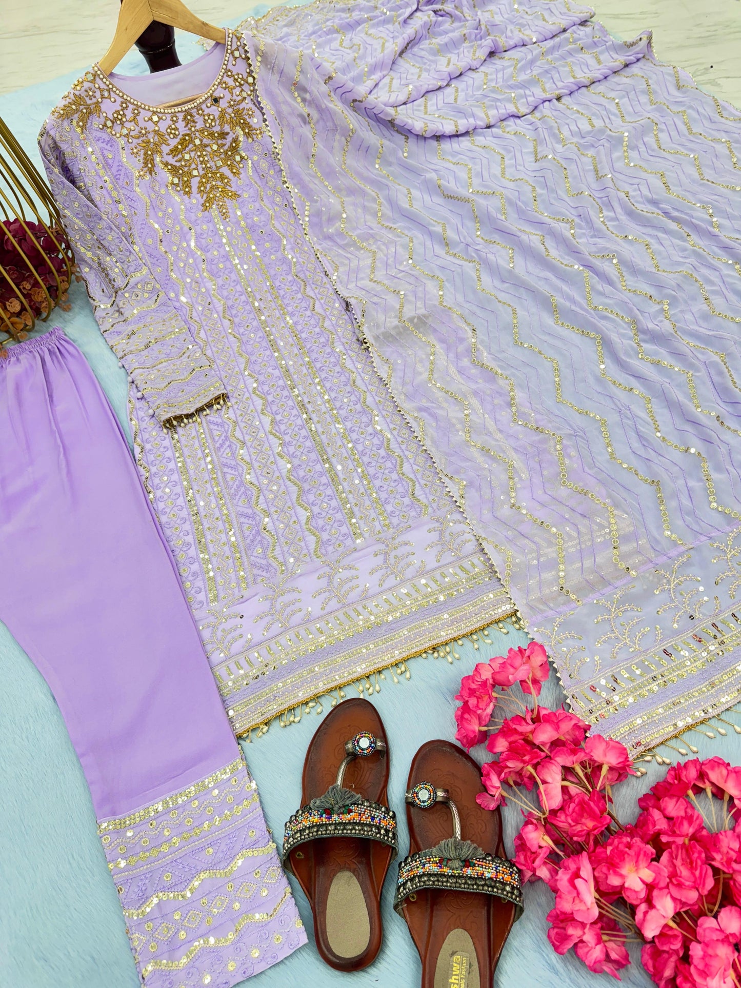Opulent Lavender Color Sequence Work Salwar Suit