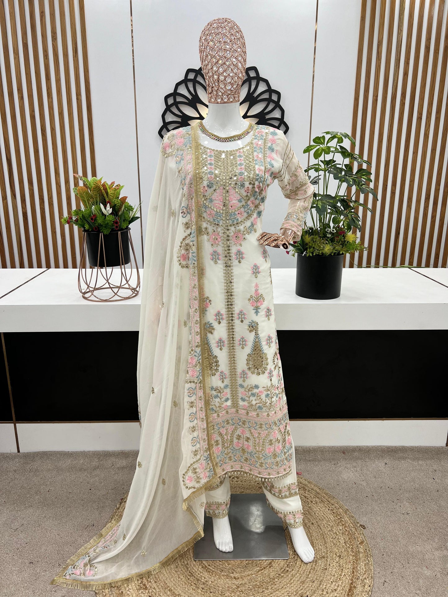 Fantastic White Sequence Work Salwar Suit