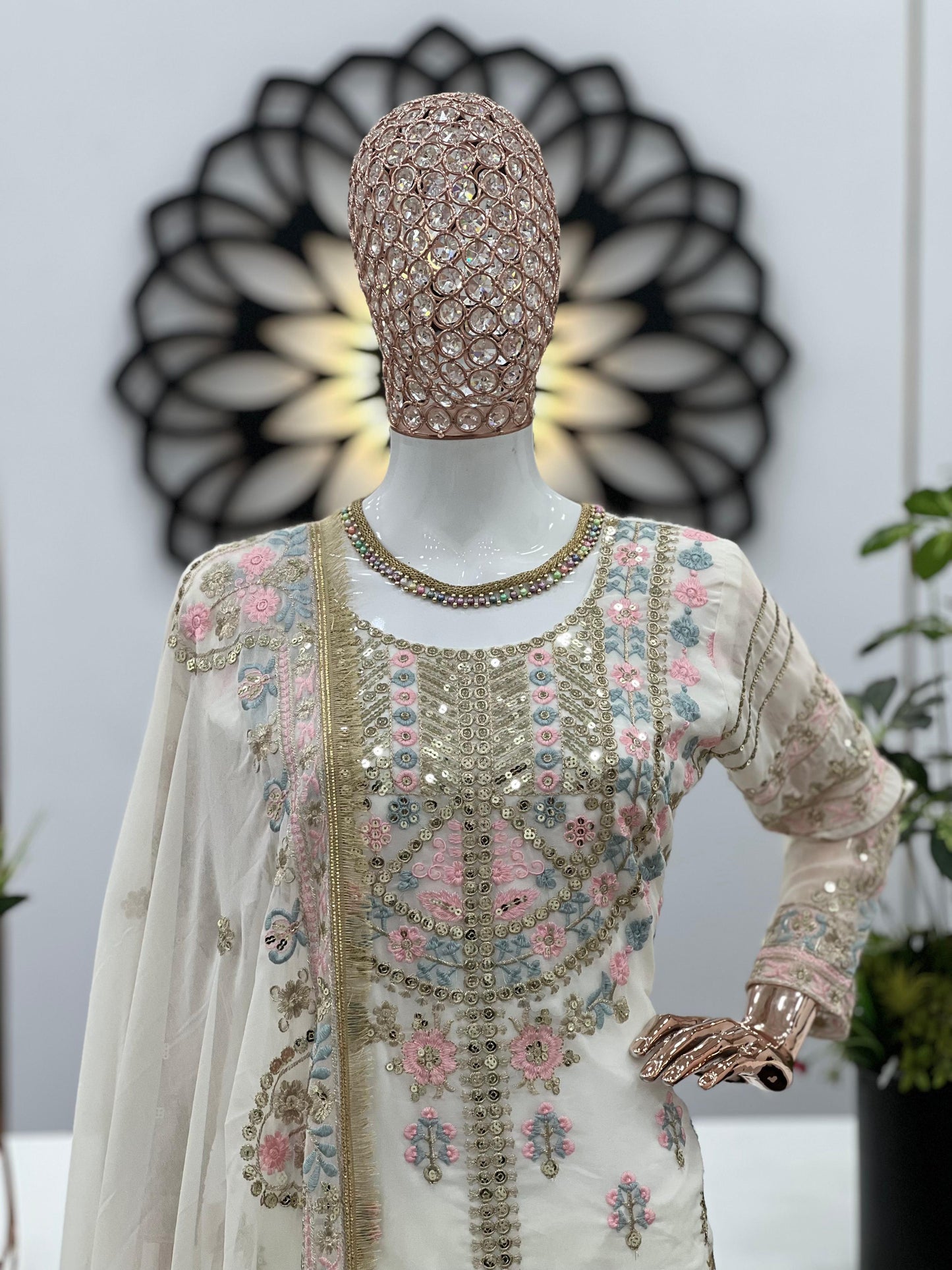 Fantastic White Sequence Work Salwar Suit