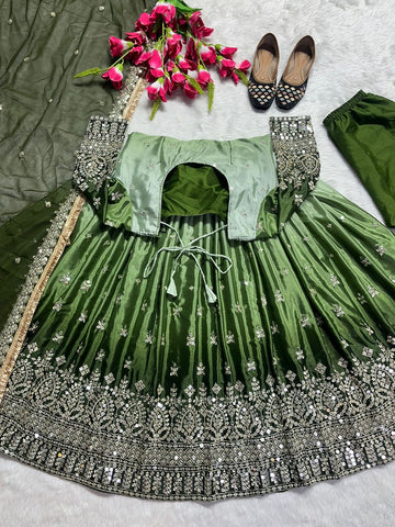 Exclusive Green Color Double Shade Anarkali Gown